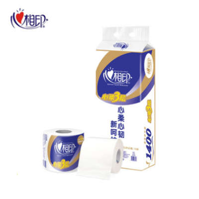 心相印卷紙三層卷筒空芯衛生紙巾1400g家用公用廁紙一提10卷裝心相印卷紙BT910